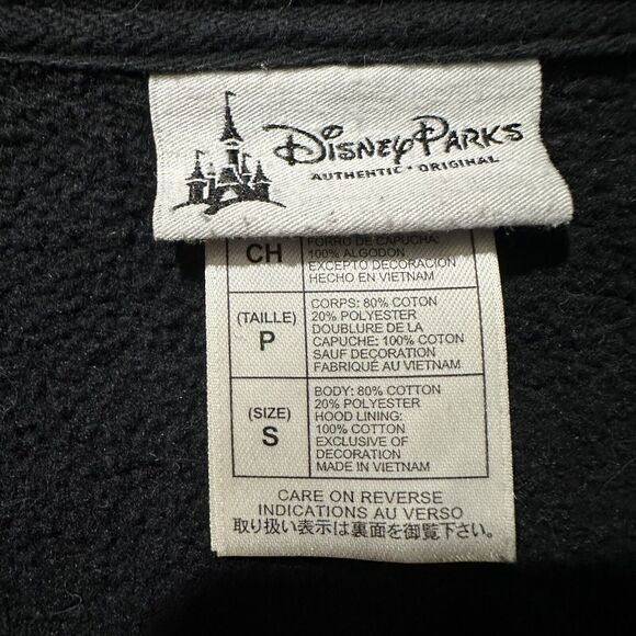 Disney Parks Womens Sweatshirt Small Black Red Mickey Mouse Rhinestone Zip Hood - Picture 4 of 7